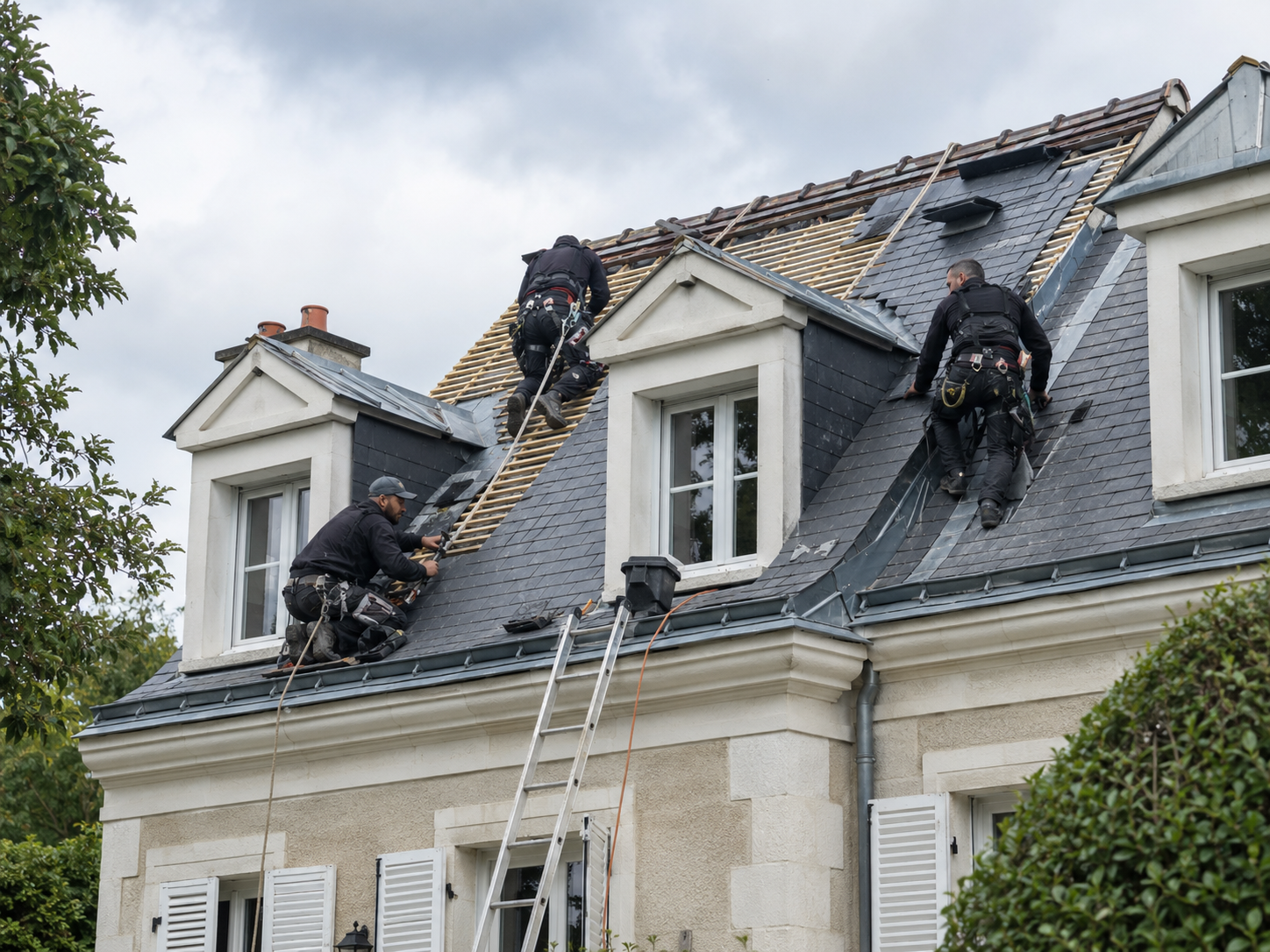 Réfection de couverture en ardoise